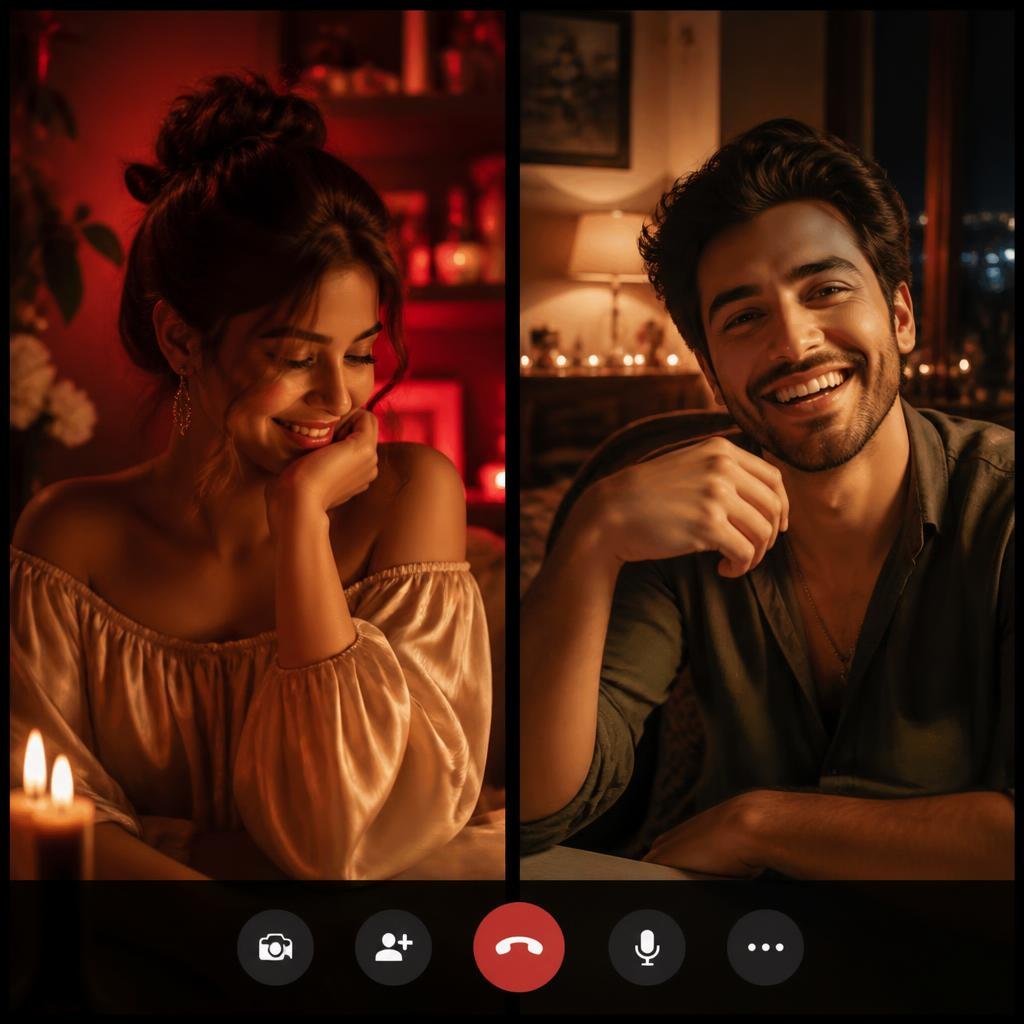 Couple laughing together on a video call